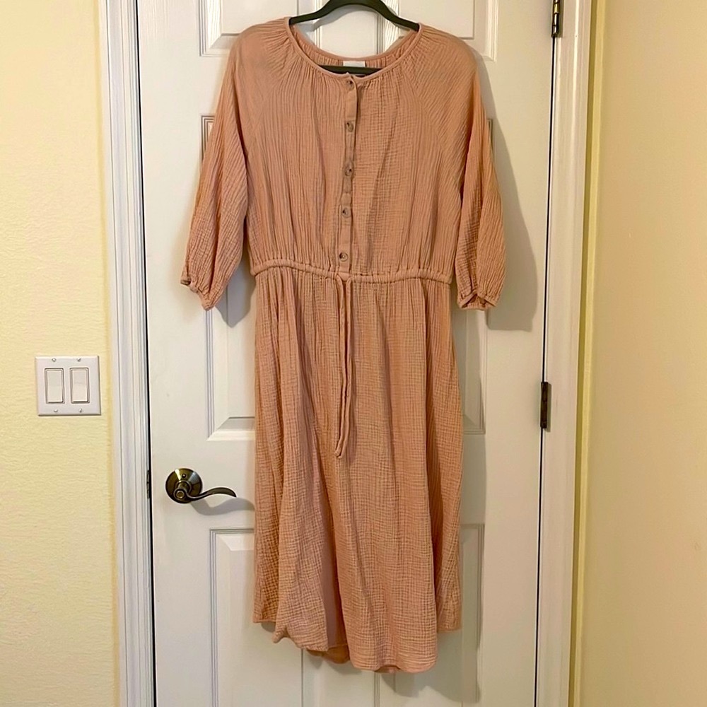 Ava & Viv Pastel Pink Gauze Midi Dress, 0X,